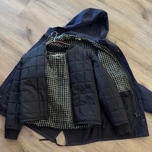 Men's Navy Double jacked - Thick Hooded + Think Jacket - 2 in 1